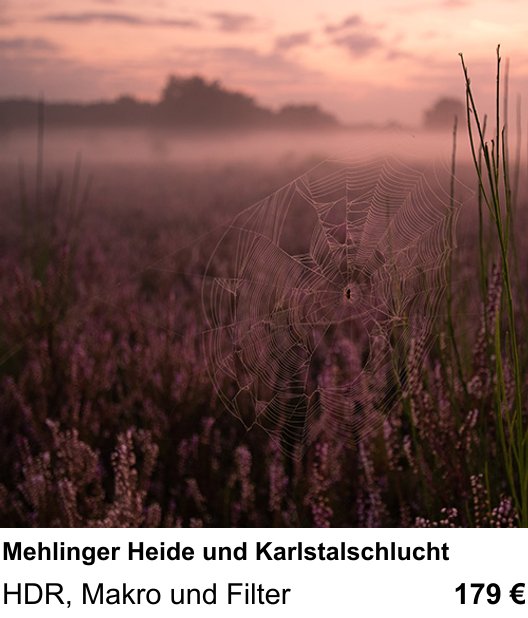 Landschaftlicher Fotoworkshop zu Mehlinger Heide und Karlstalschlucht: HDR, Makro und Filter